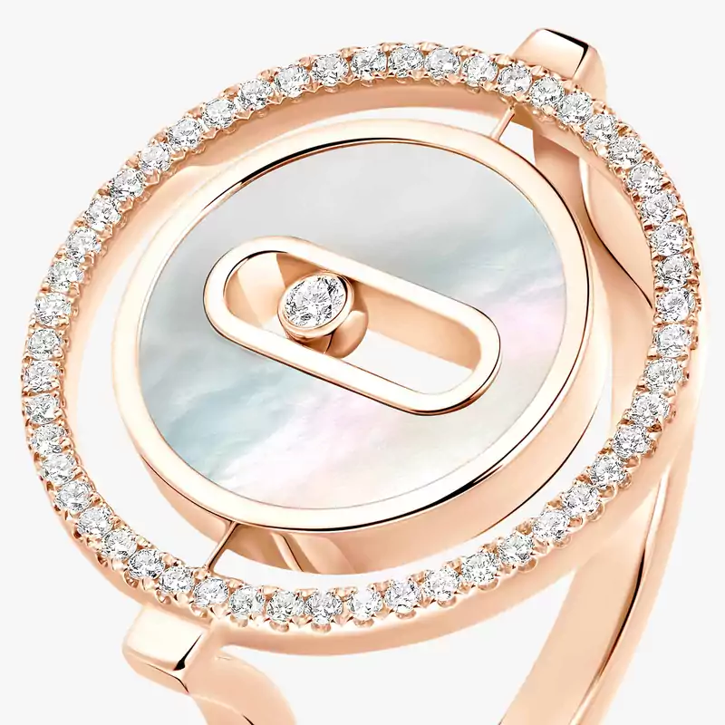 Lucky Move SM White Mother-of-Pearl Pink Gold For Her Diamond Ring 11952-PG
