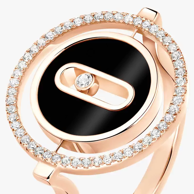 Lucky Move SM Onyx Pink Gold For Her Diamond Ring 12322-PG