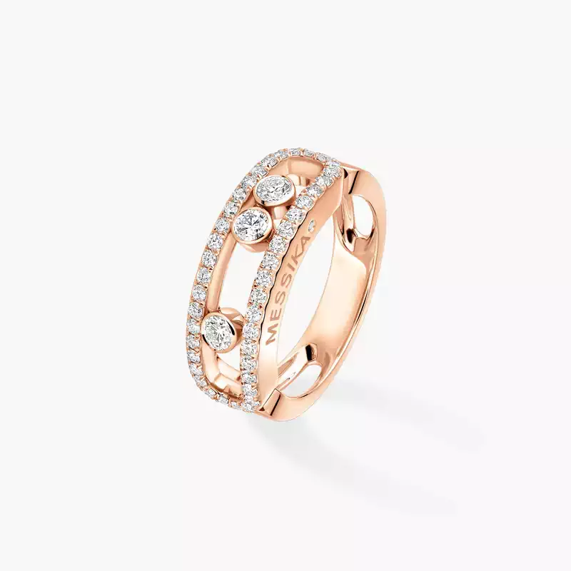 Bague Femme Or Rose Diamant Move Classique Pavée 04000-PG