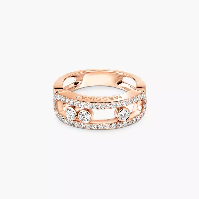 Bague Femme Or Rose Diamant Move Classique Pavée 04000-PG