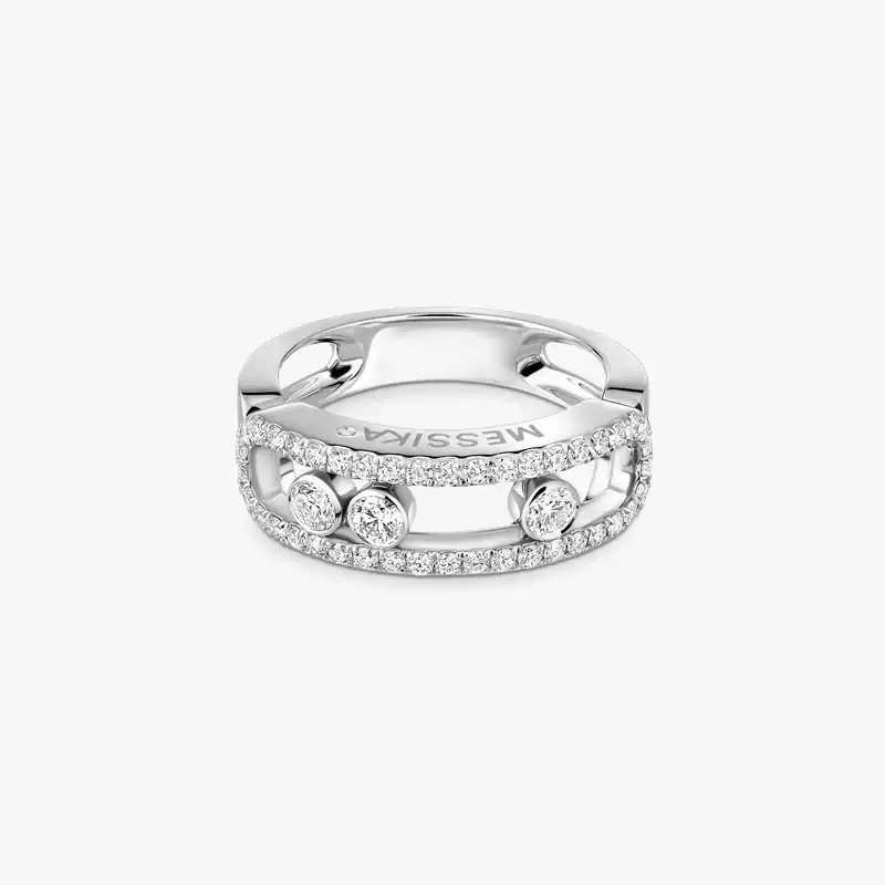 Bague Femme Or Blanc Diamant Move Classique Pavée 04000-WG