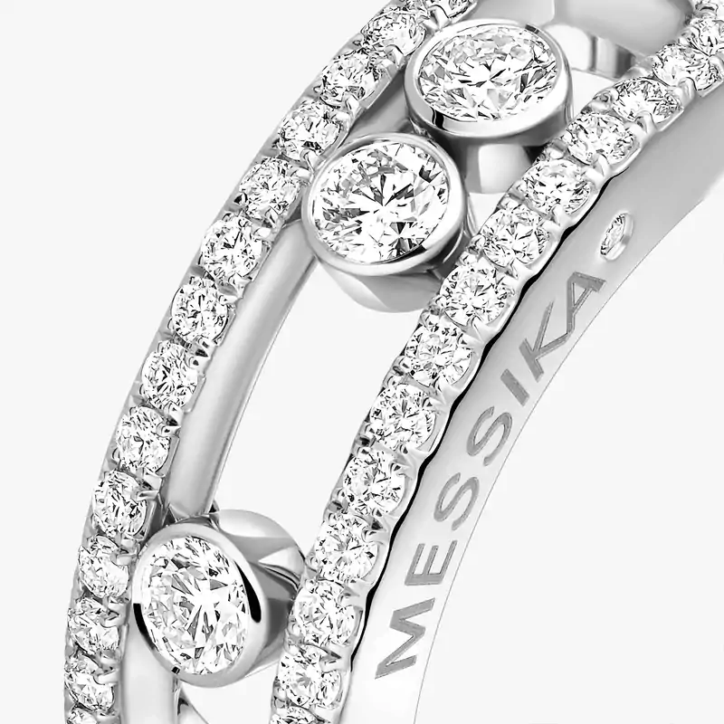 Bague Femme Or Blanc Diamant Move Classique Pavée 04000-WG