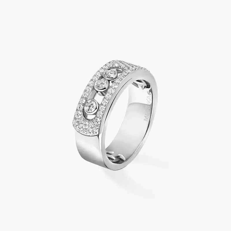 Bague Femme Or Blanc Diamant Move Noa Pavée 06129-WG