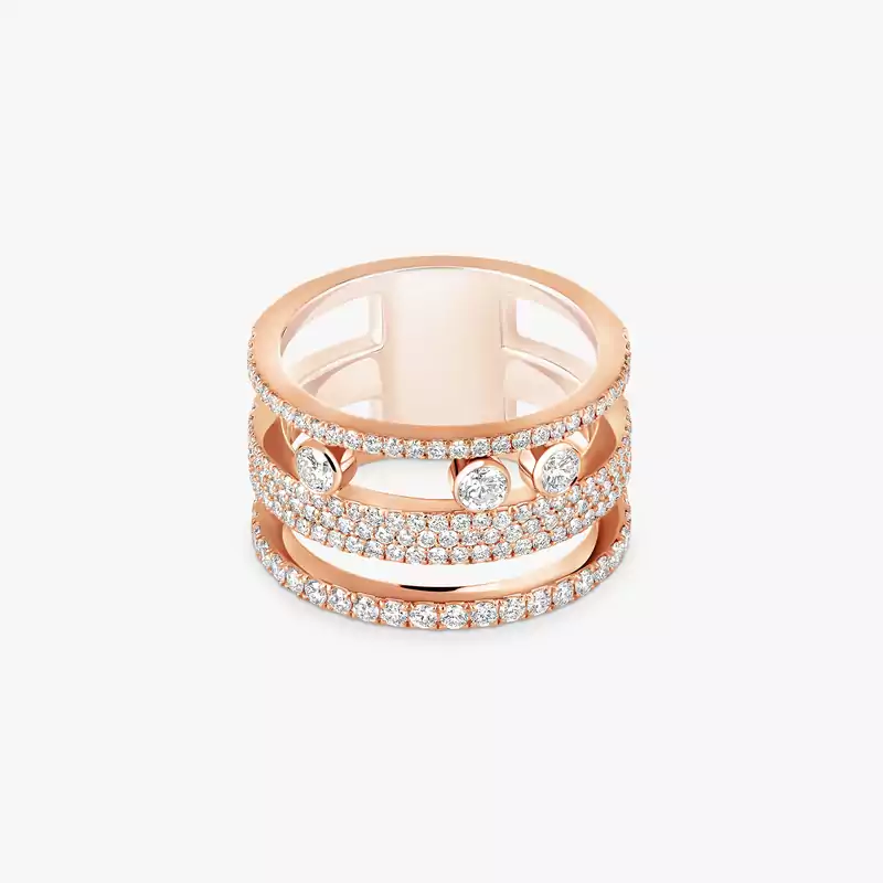 Move Romane pavé ring large Pink Gold For Her Diamond Ring 07205-PG