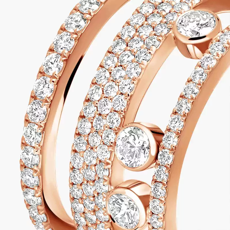 Move Romane pavé ring large Pink Gold For Her Diamond Ring 07205-PG