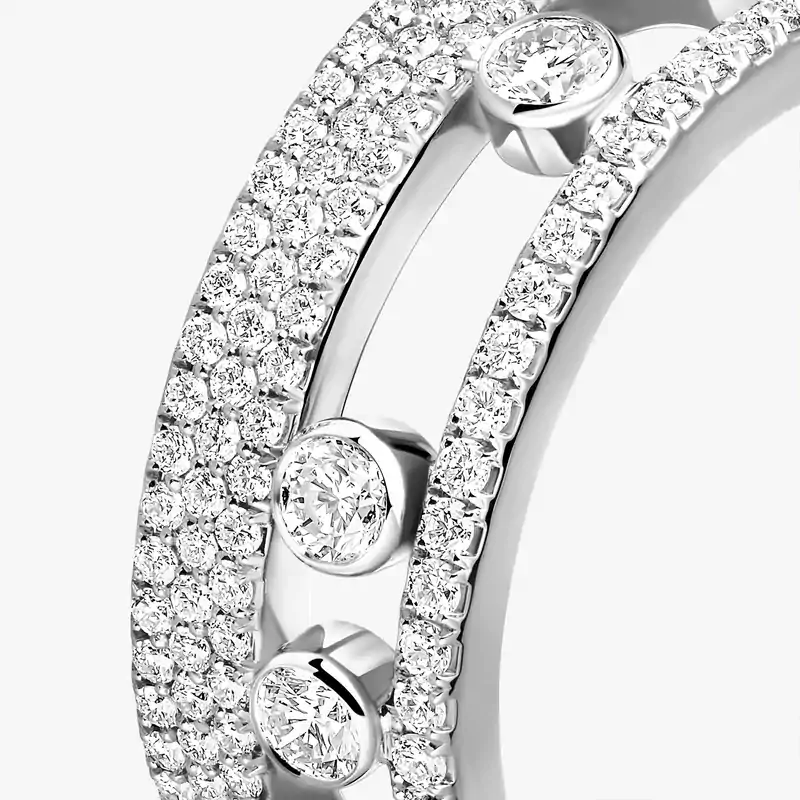 Bague Femme Or Blanc Diamant Move Romane Pavée  07128-WG