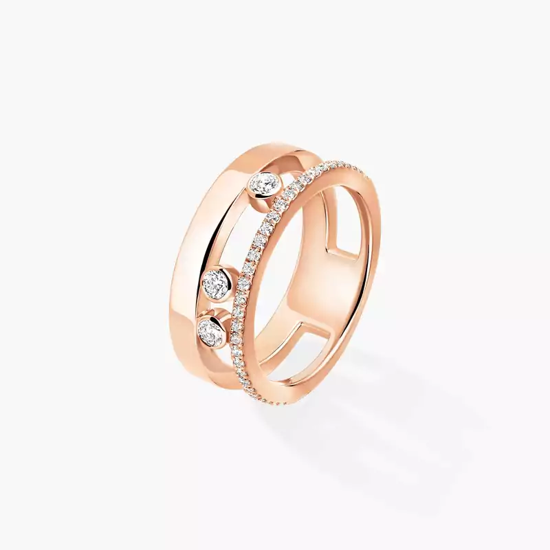 Bague Femme Or Rose Diamant Move Romane  06516-PG