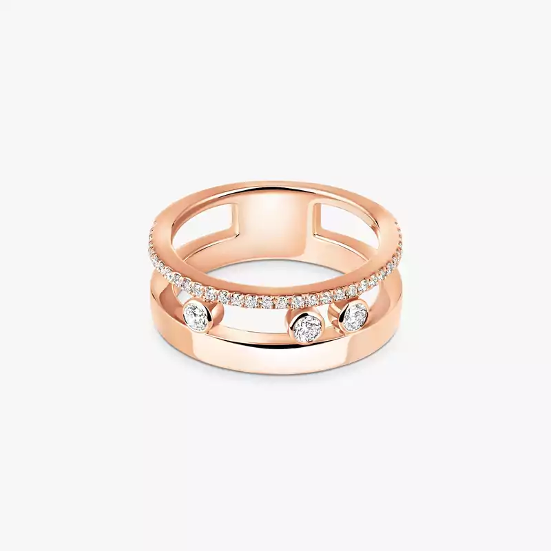 Bague Femme Or Rose Diamant Move Romane  06516-PG