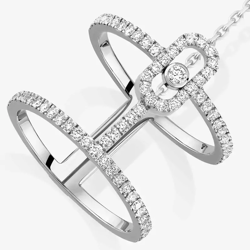 Move Uno double ring White Gold For Her Diamond Ring 12857-WG