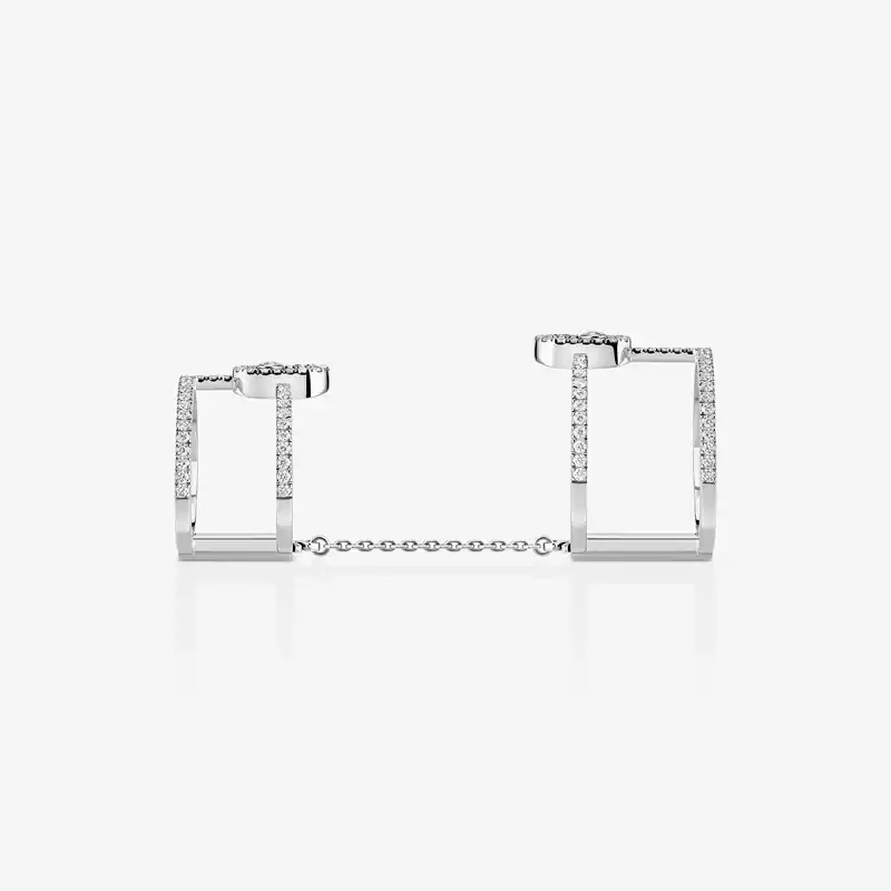 Move Uno double ring White Gold For Her Diamond Ring 12857-WG