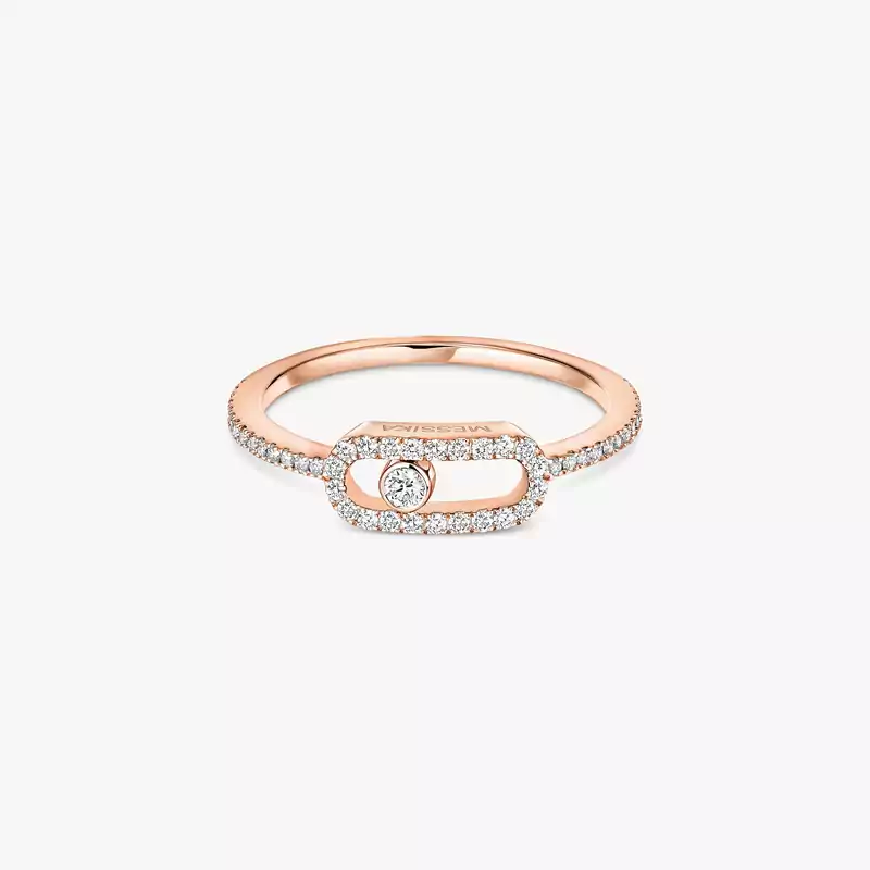 Bague Femme Or Rose Diamant Move Uno Pavée 05630-PG