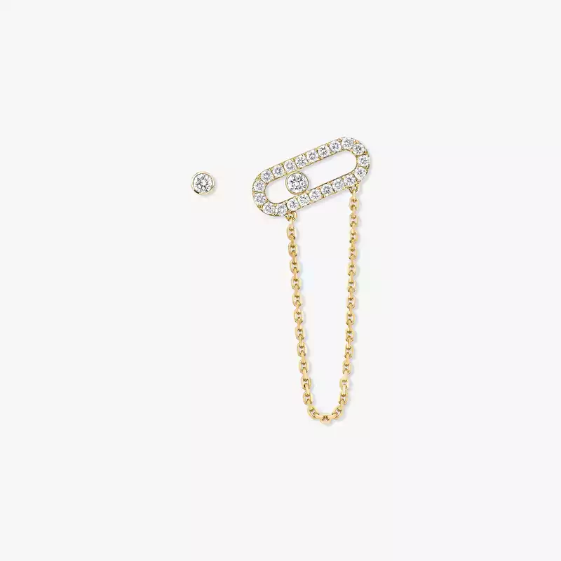 Boucles d'oreilles Femme Or Jaune Diamant Move Uno Chaine et Puce 12146-YG