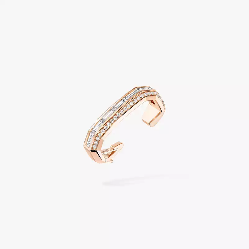 Boucles d'oreilles Femme Or Rose Diamant Clips Groove 13672-PG