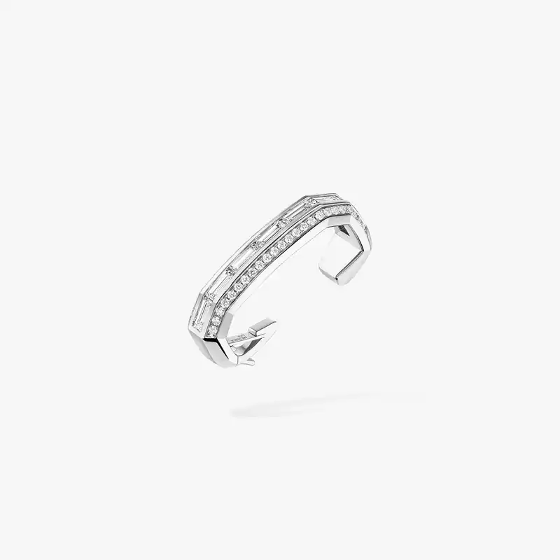 Boucles d'oreilles Femme Or Blanc Diamant Clips Groove 13672-WG