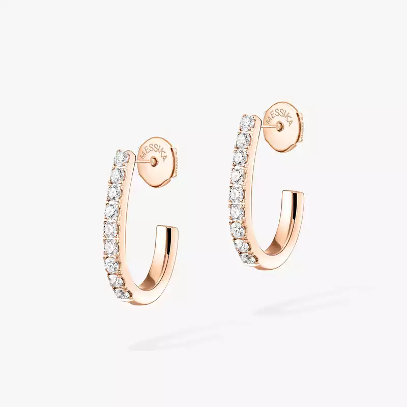 Earrings Femme Pink Gold Diamond Gatsby XS Hoop 05741-PG