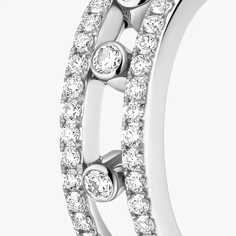 Boucles d'oreilles Femme Or Blanc Diamant Créoles Move Pavées 04993-WG
