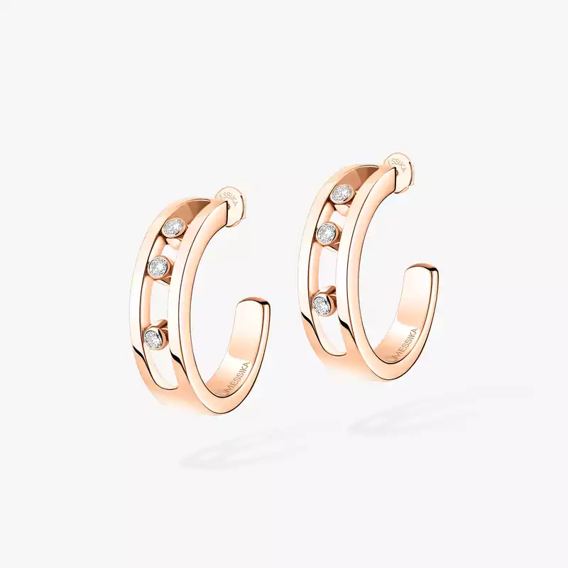 Boucles d'oreilles Femme Or Rose Diamant Créoles Move 04407-PG