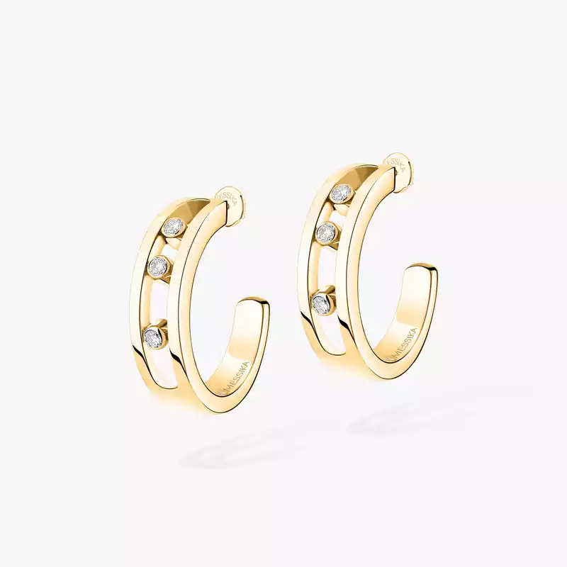 Boucles d'oreilles Femme Or Jaune Diamant Créoles Move 04407-YG