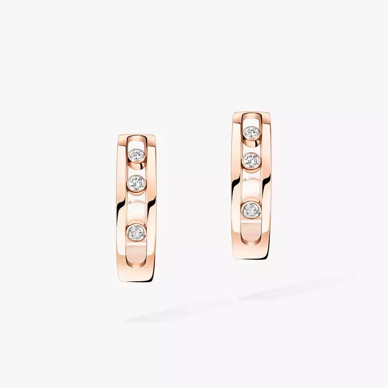 Boucles d'oreilles Femme Or Rose Diamant Créoles Move 04407-PG