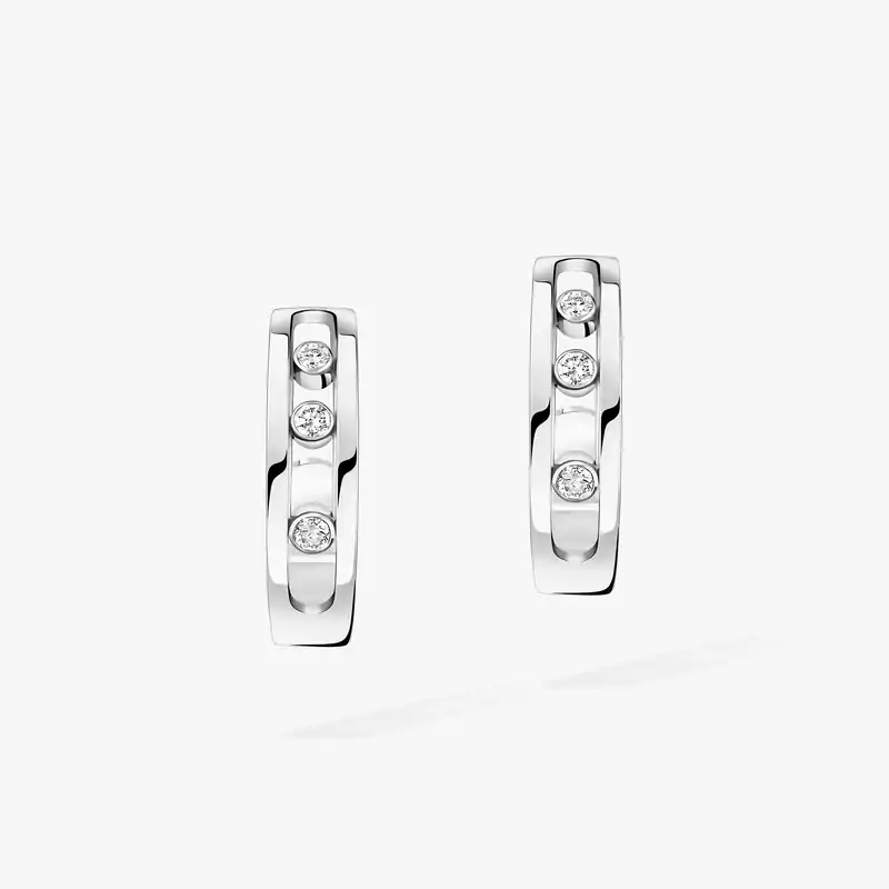 Move hoop earrings White Gold For Her Diamond Earrings 04407-WG