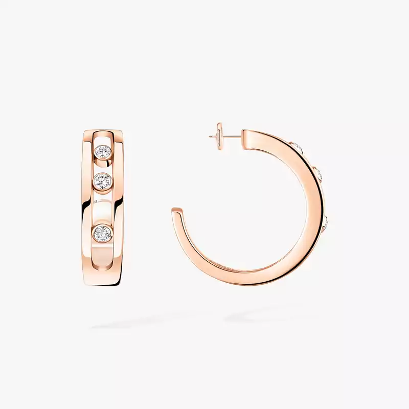 Boucles d'oreilles Femme Or Rose Diamant Créoles Move 04407-PG