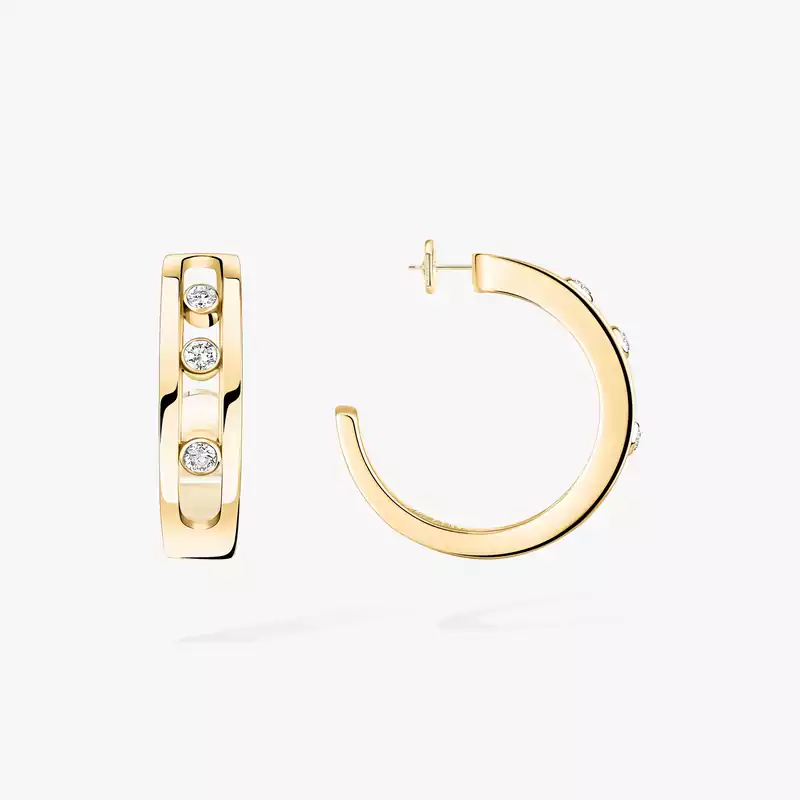 Boucles d'oreilles Femme Or Jaune Diamant Créoles Move 04407-YG