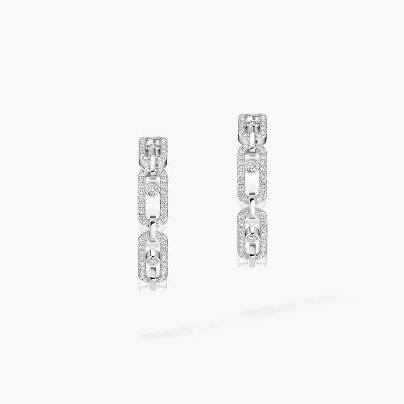 Move Link hoop earrings small White Gold For Her Diamond Earrings 12716-WG