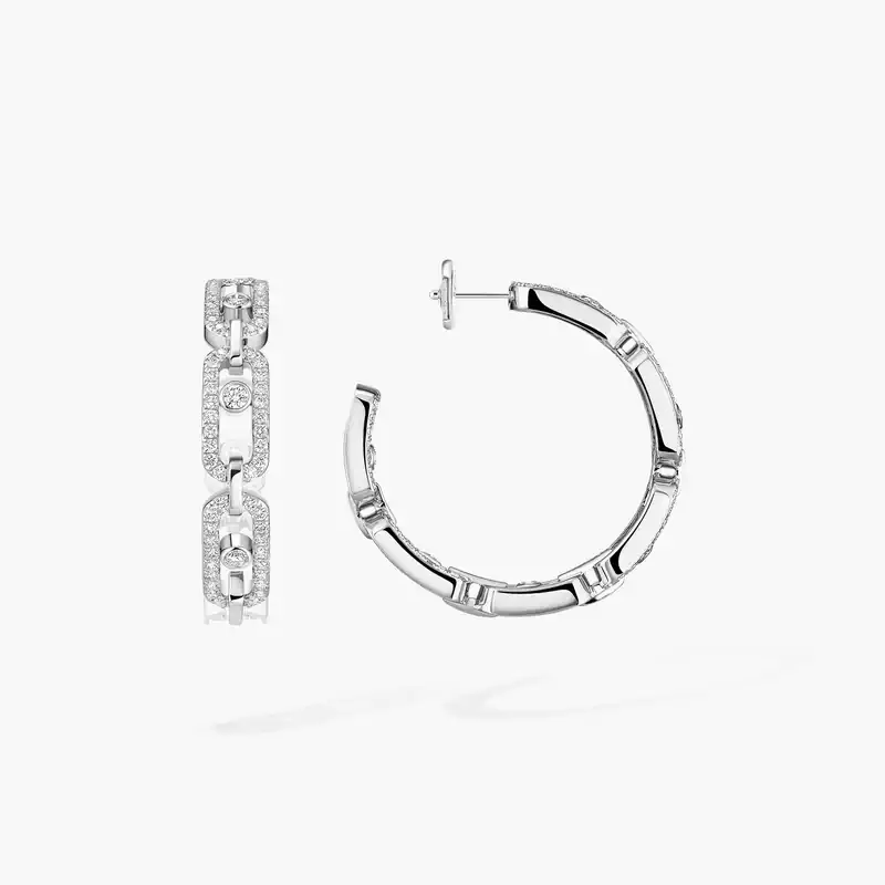 Move Link hoop earrings small White Gold For Her Diamond Earrings 12716-WG