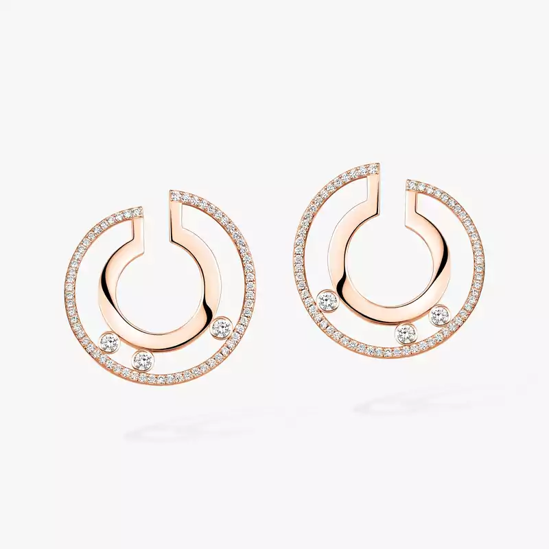 Boucles d'oreilles Femme Or Rose Diamant Créoles Move Romane PM 06689-PG