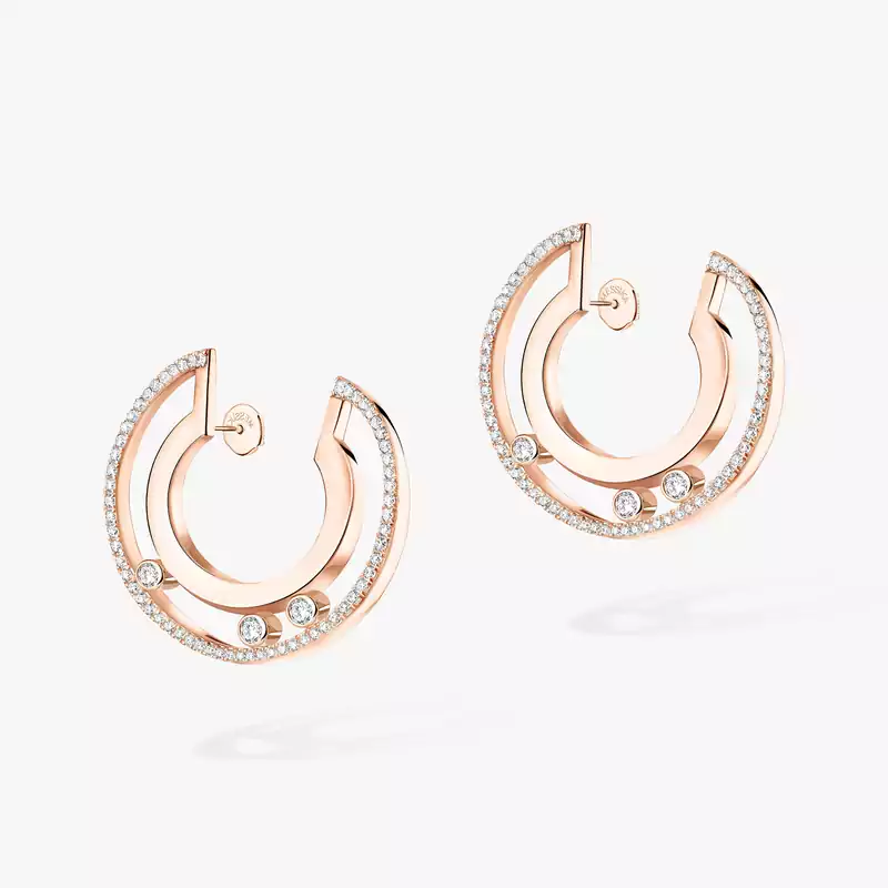 Move Romane hoop earrings small Pink Gold For Her Diamond Earrings 06689-PG