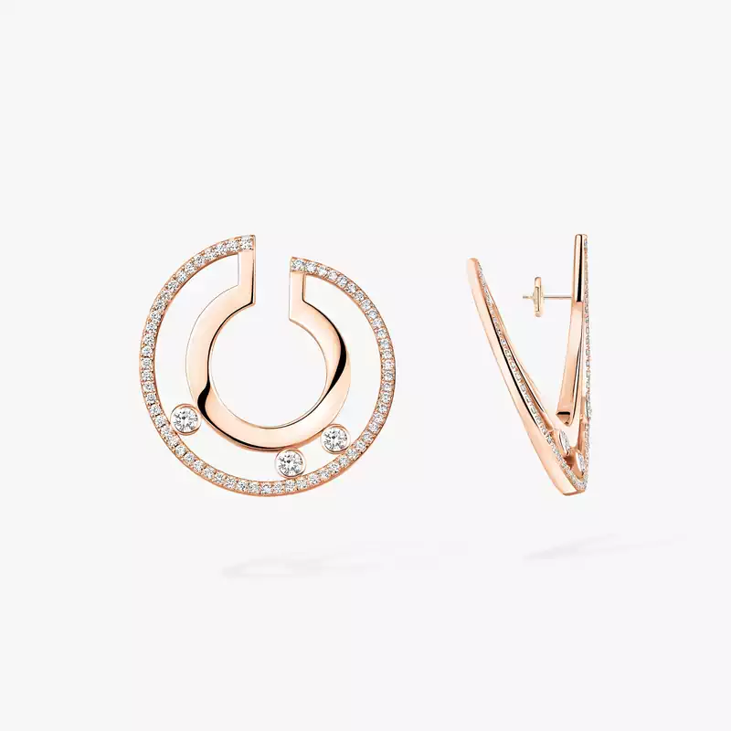 Move Romane hoop earrings small Pink Gold For Her Diamond Earrings 06689-PG