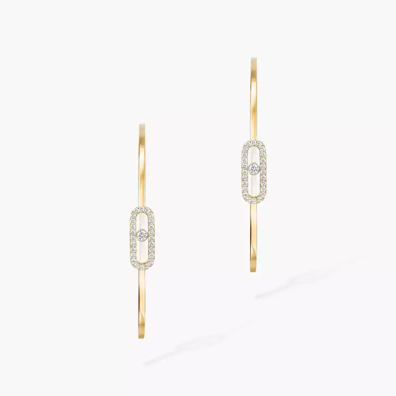 Move Uno Large Hoop Earrings Yellow Gold For Her Diamond Earrings 12468-YG