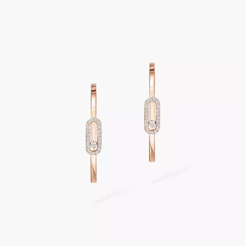 Move Uno Small Hoop Earrings Pink Gold For Her Diamond Earrings 12485-PG
