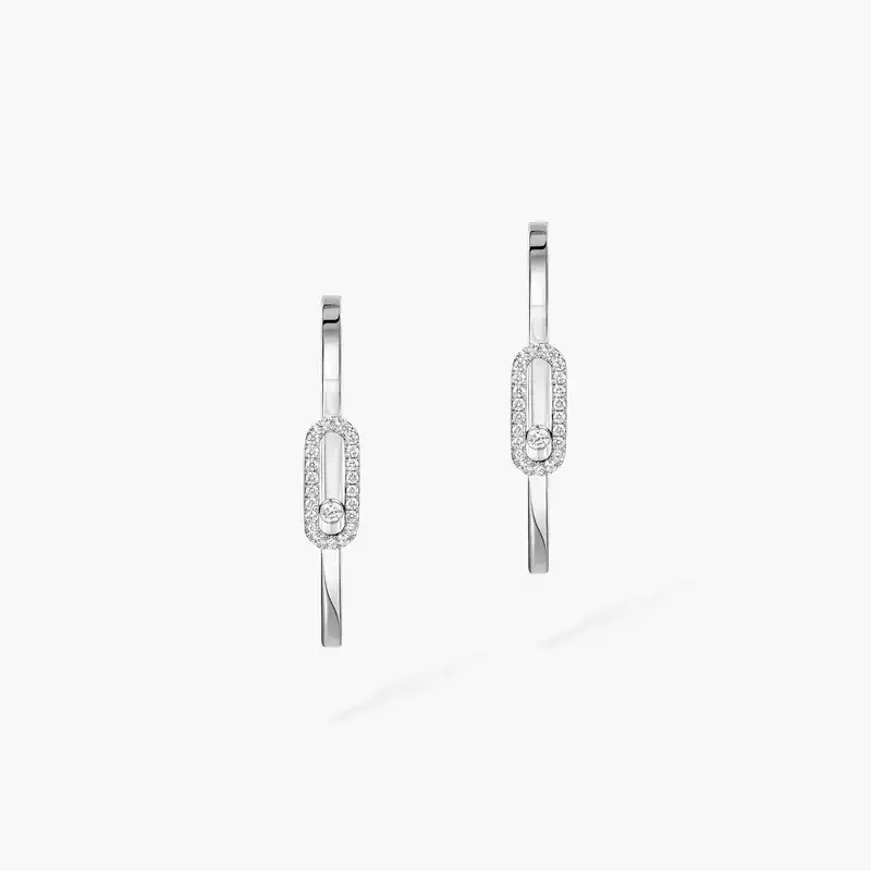Move Uno Small Hoop Earrings White Gold For Her Diamond Earrings 12485-WG