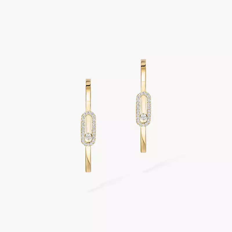 Move Uno Small Hoop Earrings Yellow Gold For Her Diamond Earrings 12485-YG