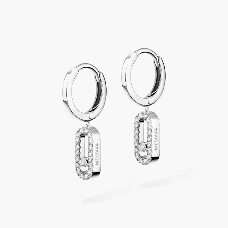 Boucles d'oreilles Femme Or Blanc Diamant Créoles Move Uno 12037-WG