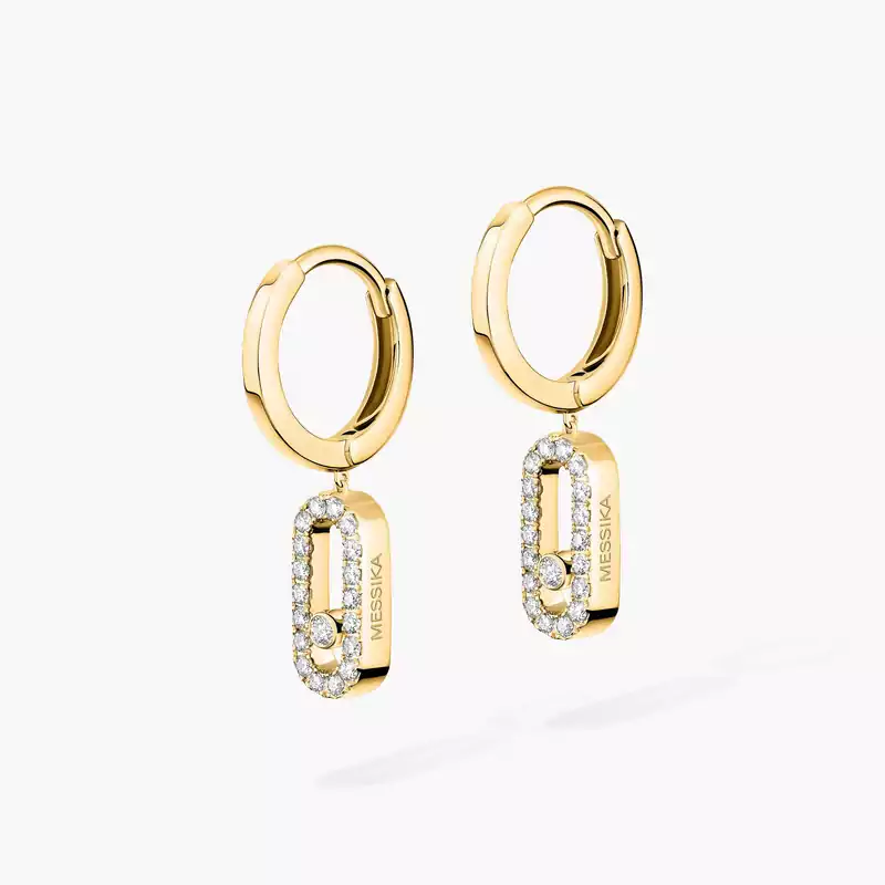 Earrings For Her Yellow Gold Diamond Move Uno Hoop Earrings 12037-YG