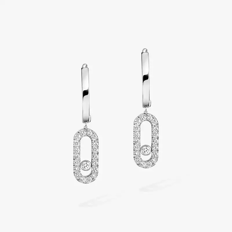Boucles d'oreilles Femme Or Blanc Diamant Créoles Move Uno 12037-WG