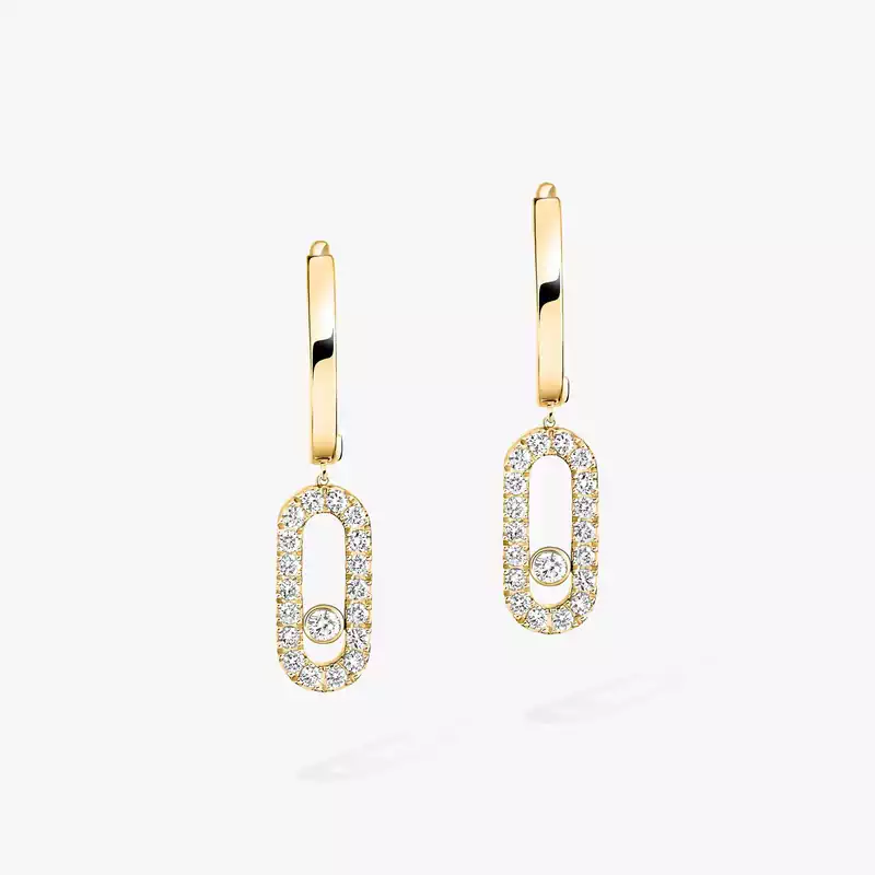 Earrings For Her Yellow Gold Diamond Move Uno Hoop Earrings 12037-YG