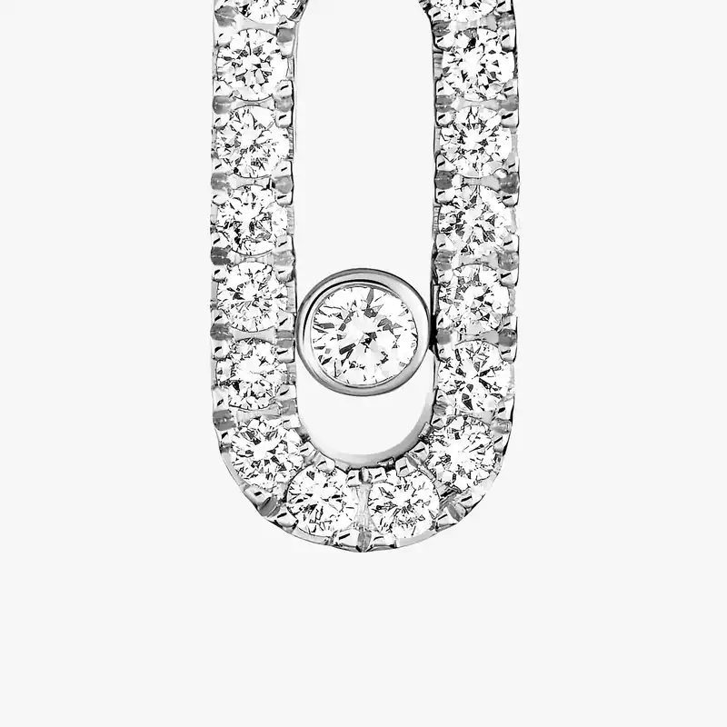 Boucles d'oreilles Femme Or Blanc Diamant Créoles Move Uno 12037-WG