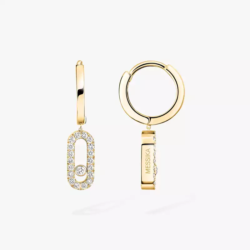 Earrings For Her Yellow Gold Diamond Move Uno Hoop Earrings 12037-YG