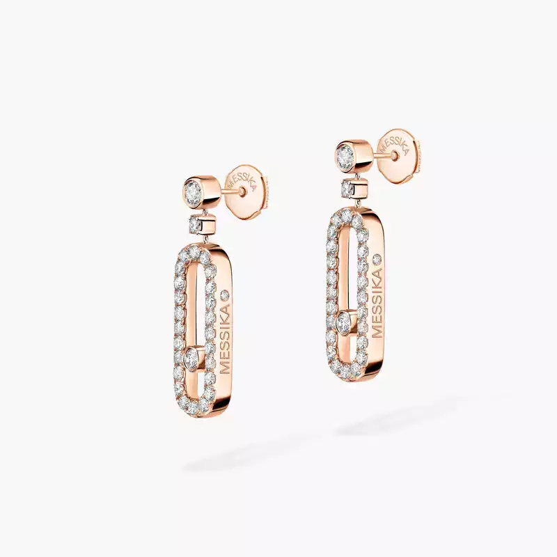 Boucles d'oreilles Femme Or Rose Diamant Dormeuses Move Uno 05631-PG
