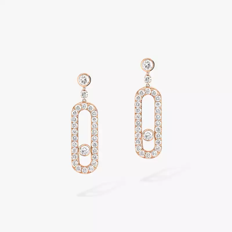 Boucles d'oreilles Femme Or Rose Diamant Dormeuses Move Uno 05631-PG