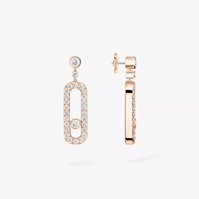 Boucles d'oreilles Femme Or Rose Diamant Dormeuses Move Uno 05631-PG