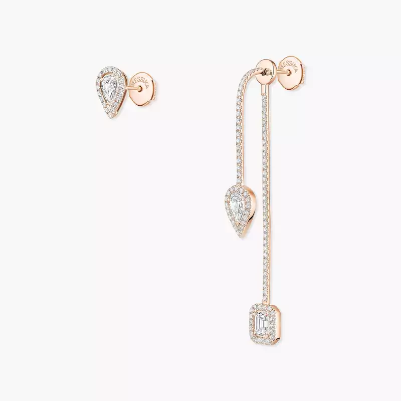 My Twin hook and stud earrings 3x 0.10ct Pink Gold For Her Diamond Earrings 07224-PG