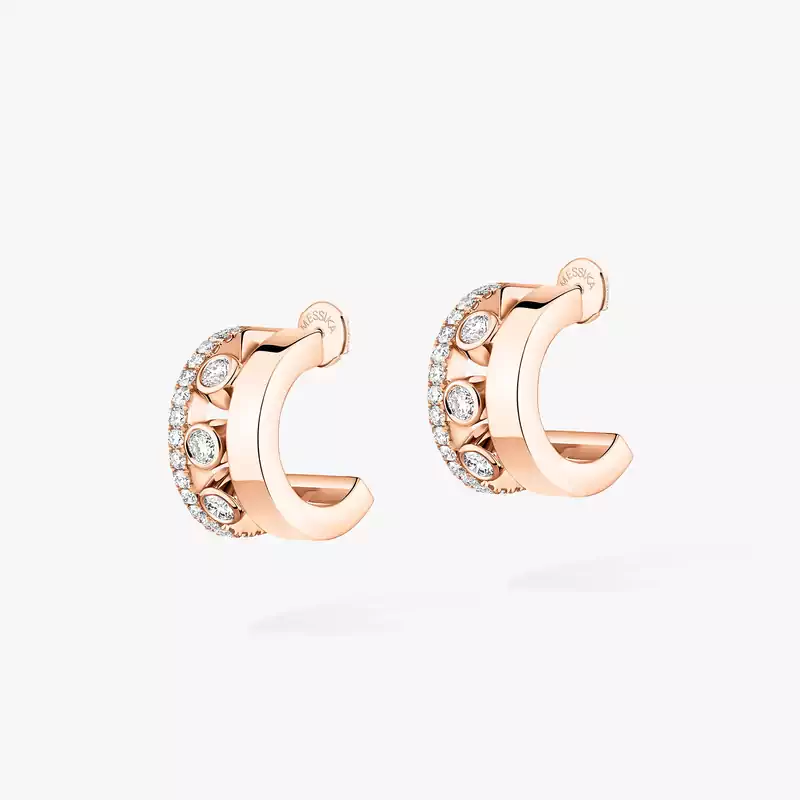 Boucles d'oreilles Femme Or Rose Diamant Mini Créoles Move Romane  07178-PG
