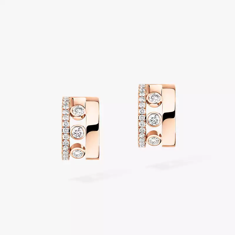 Boucles d'oreilles Femme Or Rose Diamant Mini Créoles Move Romane  07178-PG