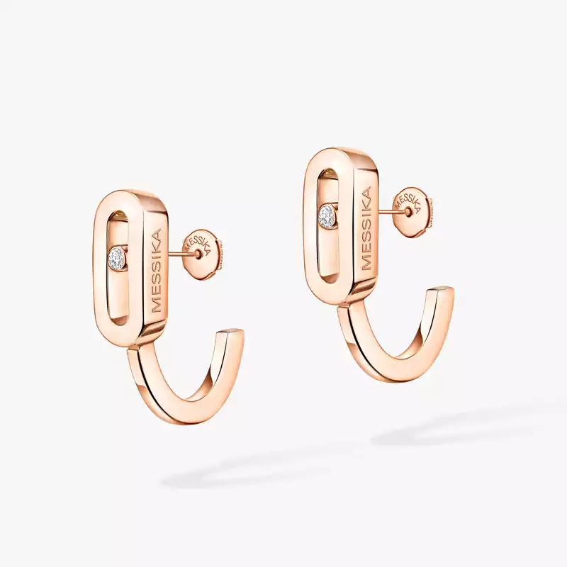 Orecchini Donna Oro rosa Diamante Mini orecchini a cerchio Move Uno 10050-PG