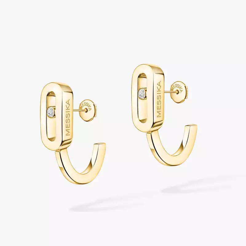 Boucles d'oreilles Femme Or Jaune Diamant Mini Créoles Move Uno 10050-YG
