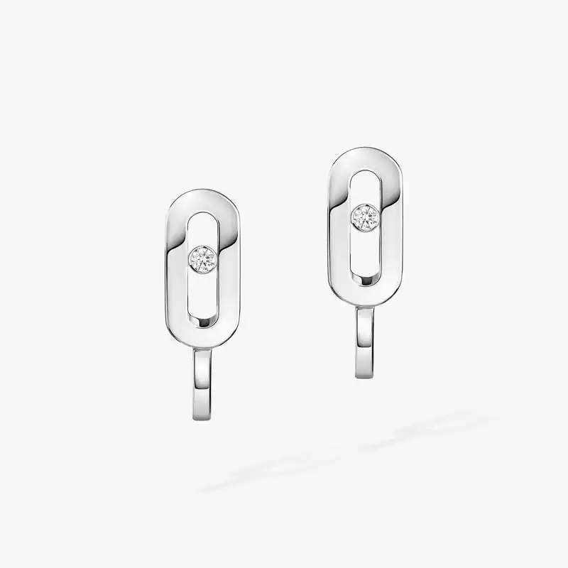 Boucles d'oreilles Femme Or Blanc Diamant Mini Créoles Move Uno 10050-WG
